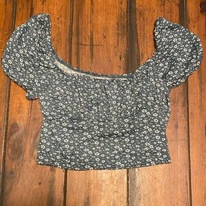 SHIEN Blue Floral Crop Top, Size S